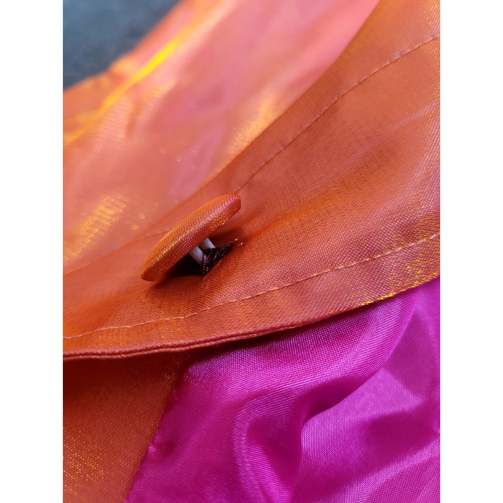 UBU 90's Y2K Metallic Orange Yellow Shift Shiny Mid Length Light Trench Coat M - Picture 8 of 15